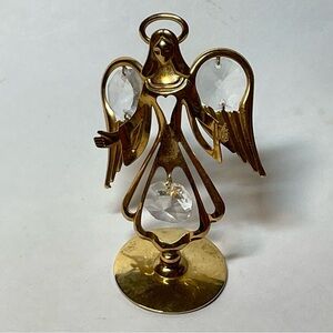 Guardian Angel Austrian Crystal 24k Gold Plated Suncatcher USA Vintage Figurine